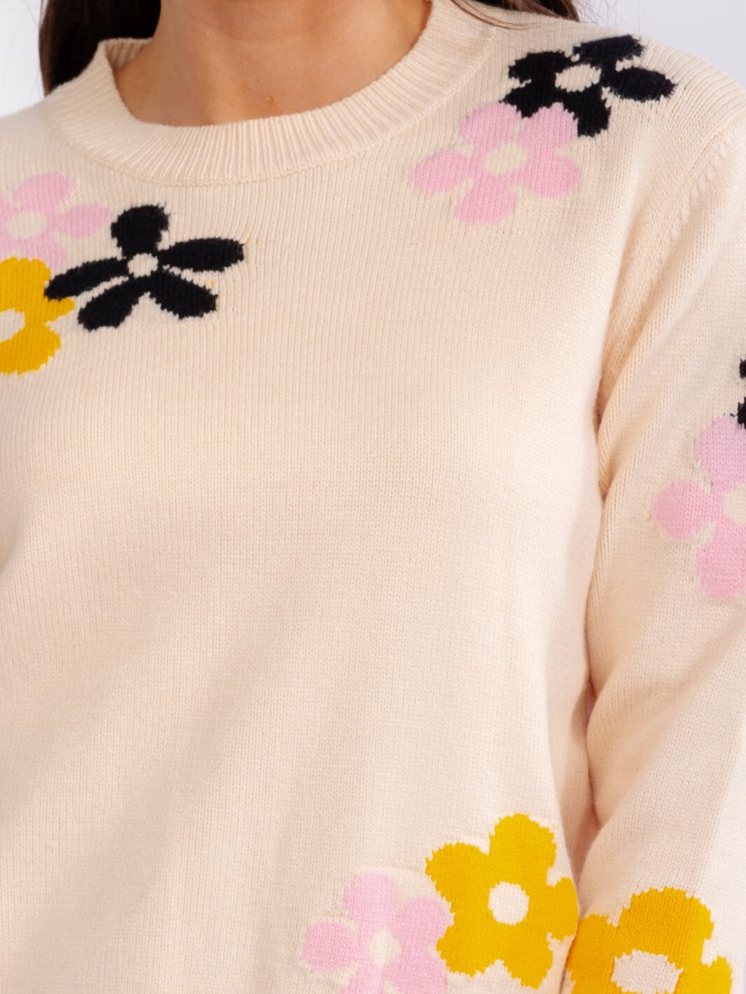 WOMEN'S LONG SLEEVE FLOWERS PULLOVER SWEATERS