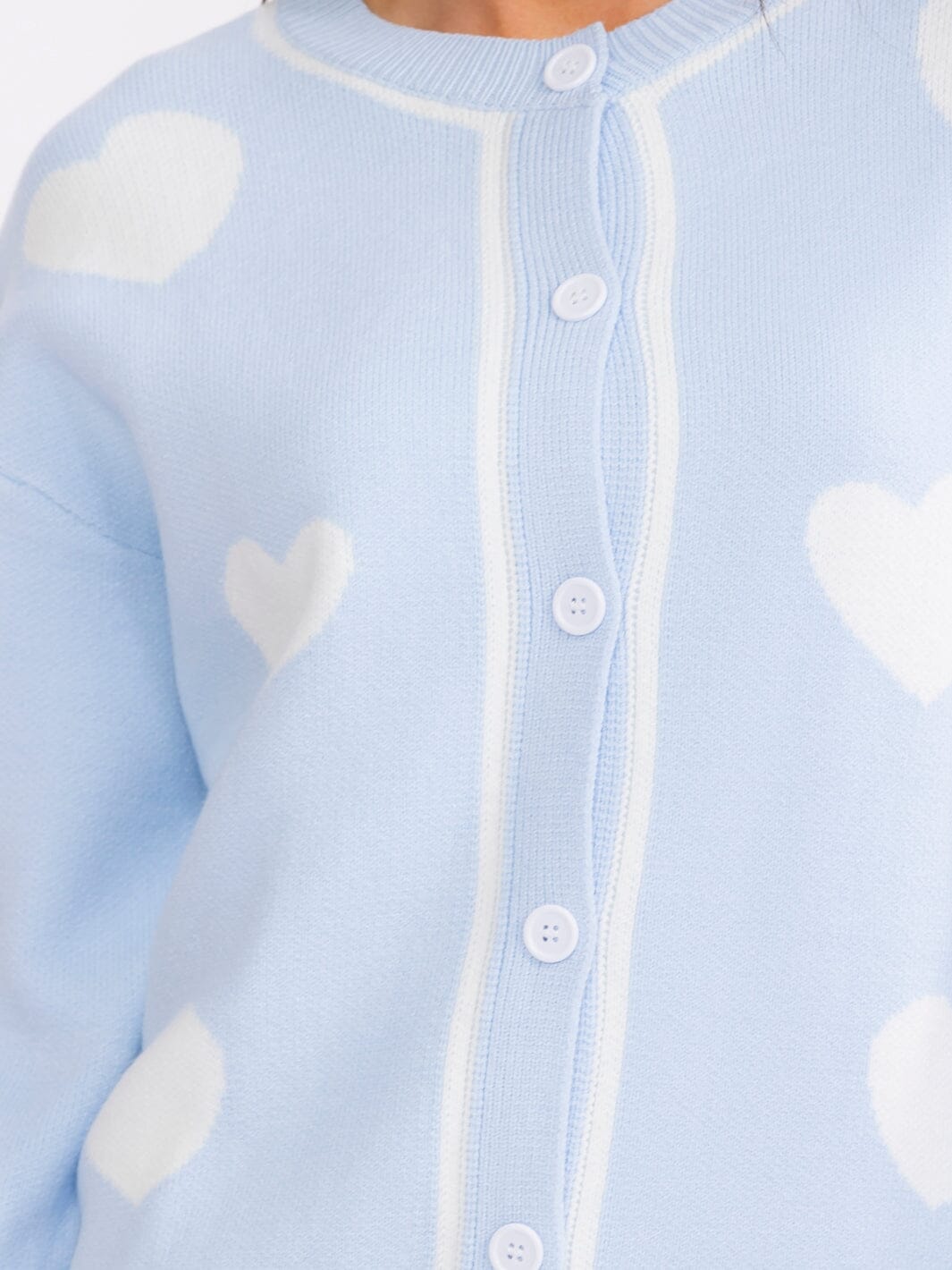 WOMEN'S LONG SLEEVE BUTTON CLOSURE COLORBLOCK HEARTS SWEATERS