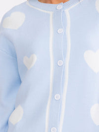 WOMEN'S LONG SLEEVE BUTTON CLOSURE COLORBLOCK HEARTS SWEATERS