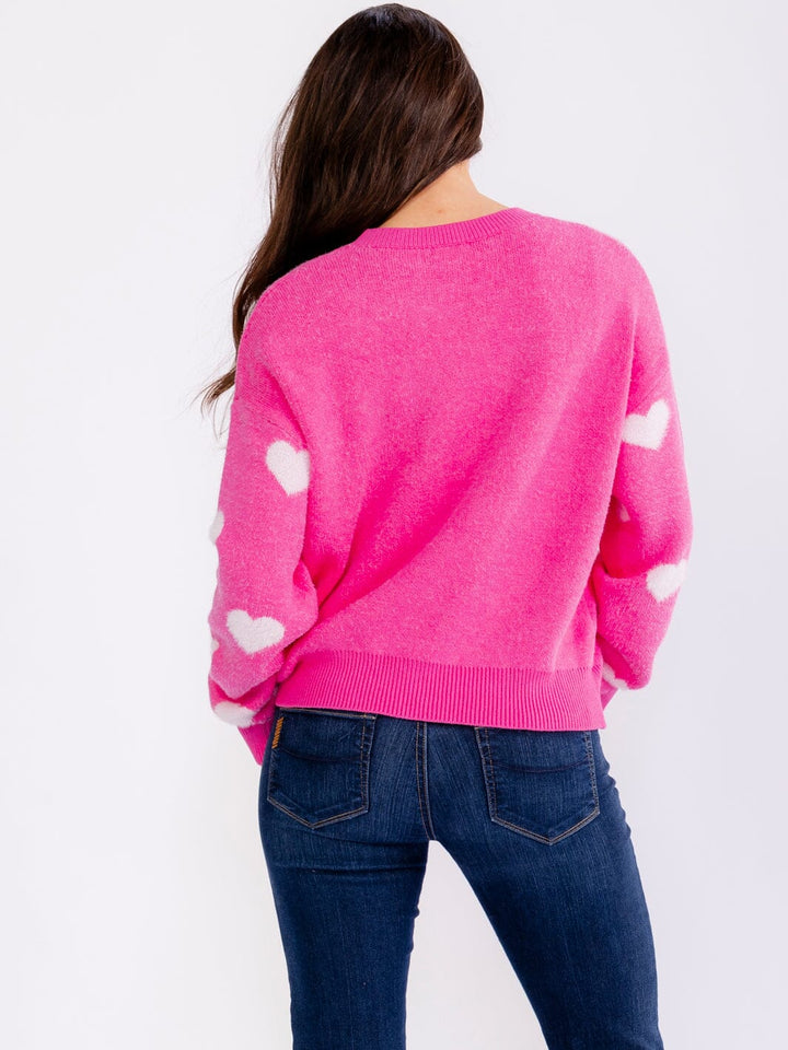 WOMEN'S LONG SLEEVE HEARTS PULLOVER SWEATERS