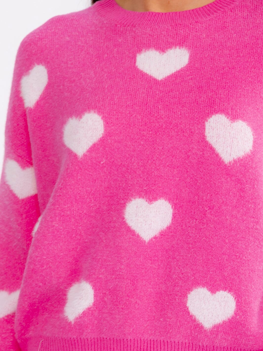 WOMEN'S LONG SLEEVE HEARTS PULLOVER SWEATERS