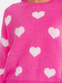 WOMEN'S LONG SLEEVE HEARTS PULLOVER SWEATERS
