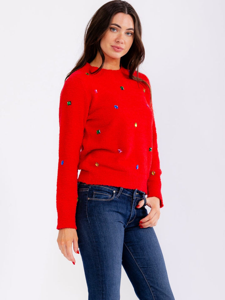 WOMEN'S LONG SLEEVE STUDS PULLOVER SWEATERS