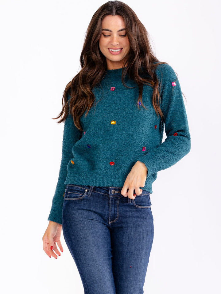 WOMEN'S LONG SLEEVE STUDS PULLOVER SWEATERS