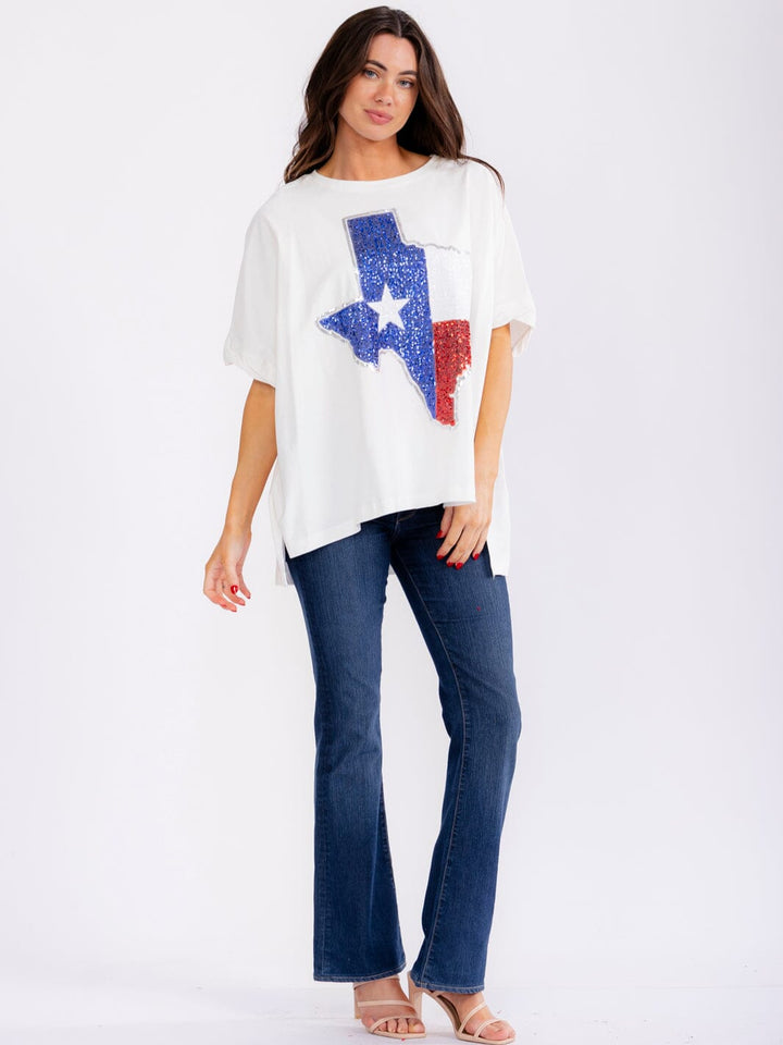 WOMEN'S SHORT SLEEVE PATRIOTIC OVERSIZED SHIRT
