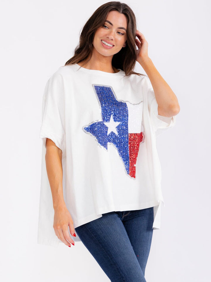 WOMEN'S SHORT SLEEVE PATRIOTIC OVERSIZED SHIRT
