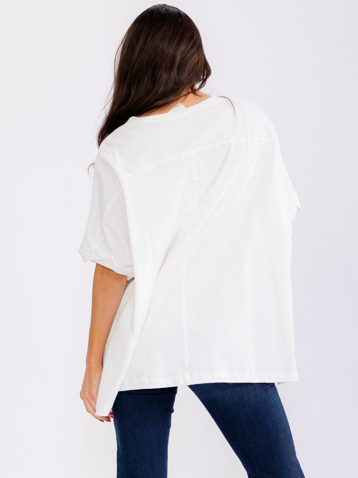 WOMEN'S SHORT SLEEVE PATRIOTIC OVERSIZED SHIRT