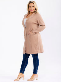 PLUS SIZE LONG SLEEVE BUTTON CLOSURE FRONT POCKETS CARDIGAN