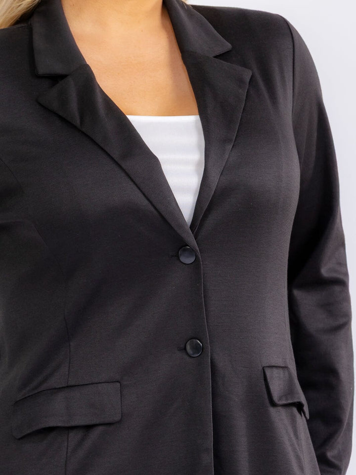 PLUS SIZE LONG SLEEVE BUTTON CLOSURE FRONT POCKETS CARDIGAN