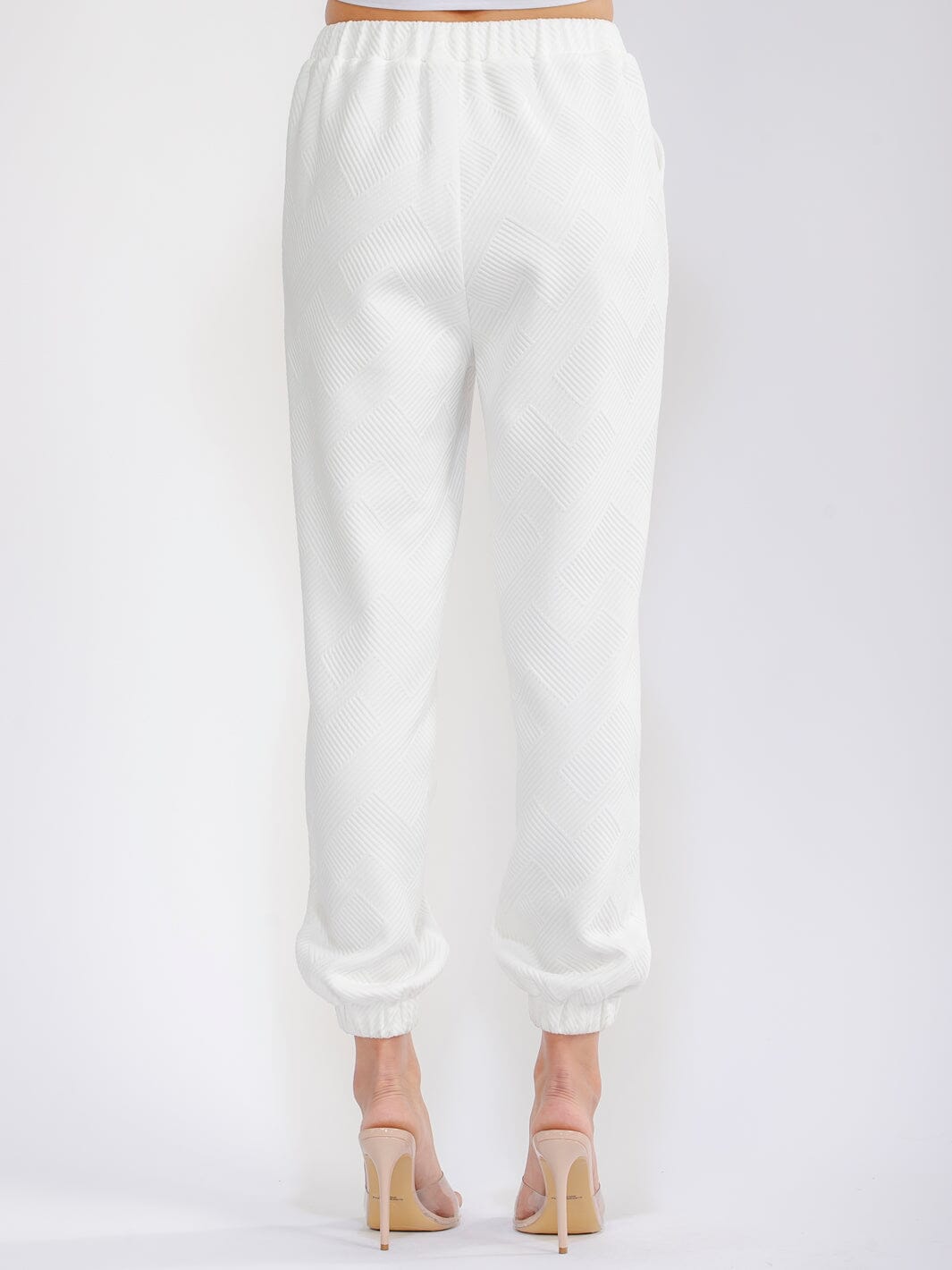 WOMEN'S ELASTIC WAIST FRONT POCKETS JOGGER LEG RIBBED PANTS