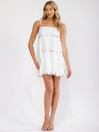 WOMEN'S SLEEVELESS SQUARE NECK TIERED TUNIC DETAILED MINI DRESS