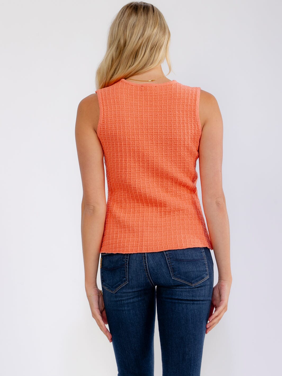 WOMEN'S SLEEVELESS V-NECK BUTTON UP RIBBED TANK TOP
