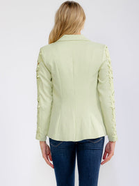 WOMEN'S LONG SLEEVE CROCHET DETAILED BUTTON CLOSURE POCKETS BLAZER