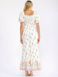 WOMEN'S SHORT SLEEVE SMOCK FLORAL MAXI DRESS
