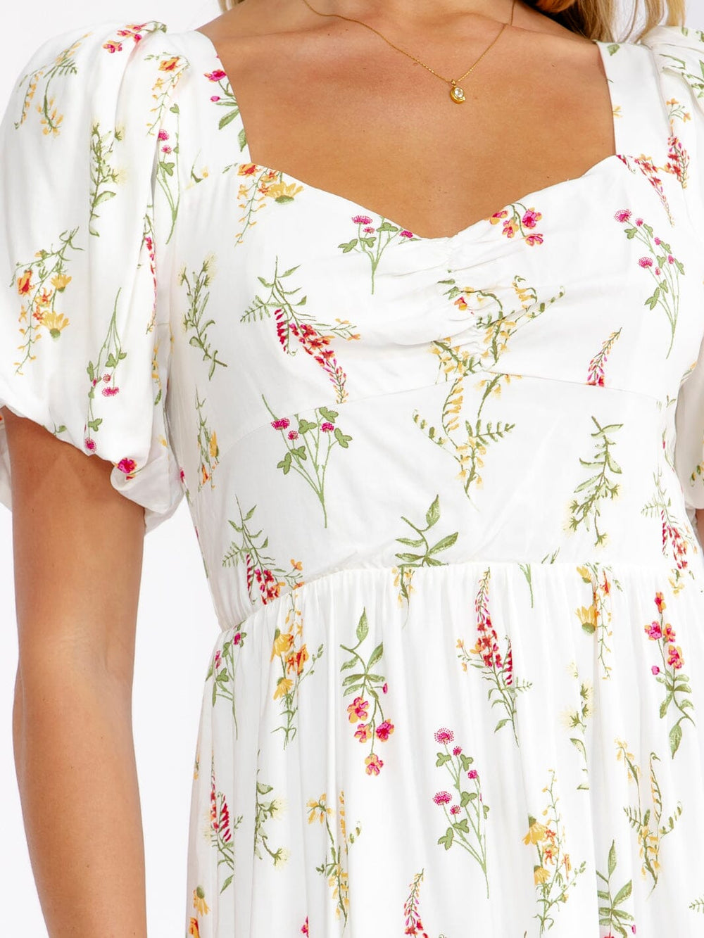 WOMEN'S SHORT SLEEVE SMOCK FLORAL MAXI DRESS