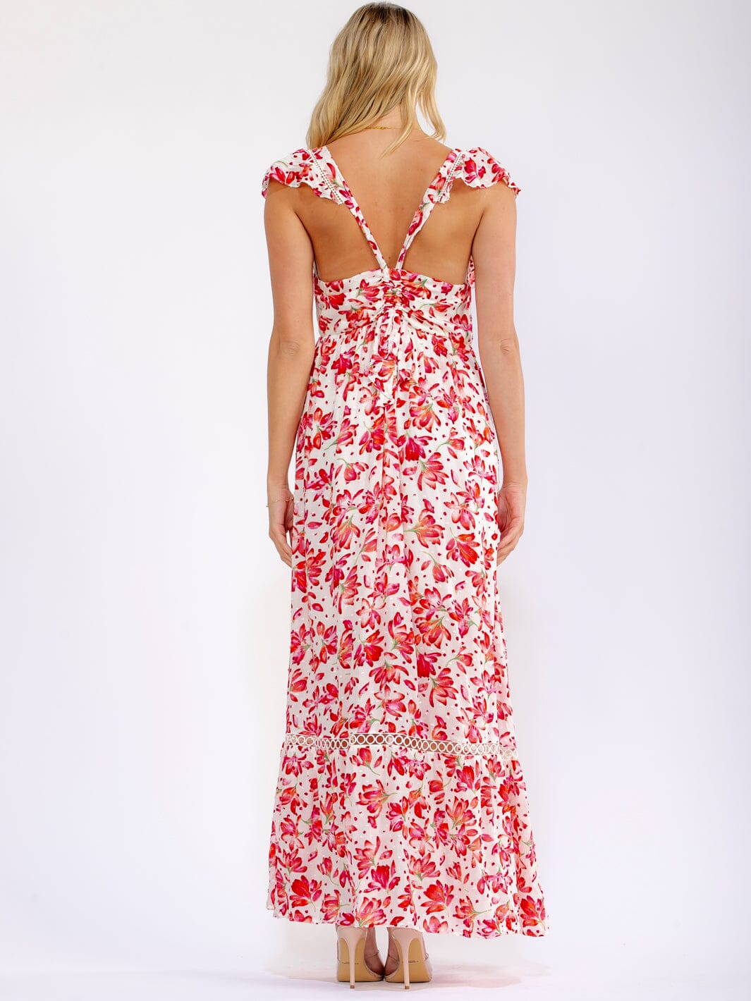 WOMEN'S SLEEVELESS OPEN BACK FLORAL MAXI DRESS