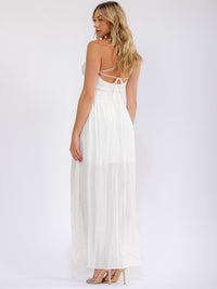 WOMEN'S SLEEVELESS ELASTIC WAIST OPEN BACK MAXI DRESS
