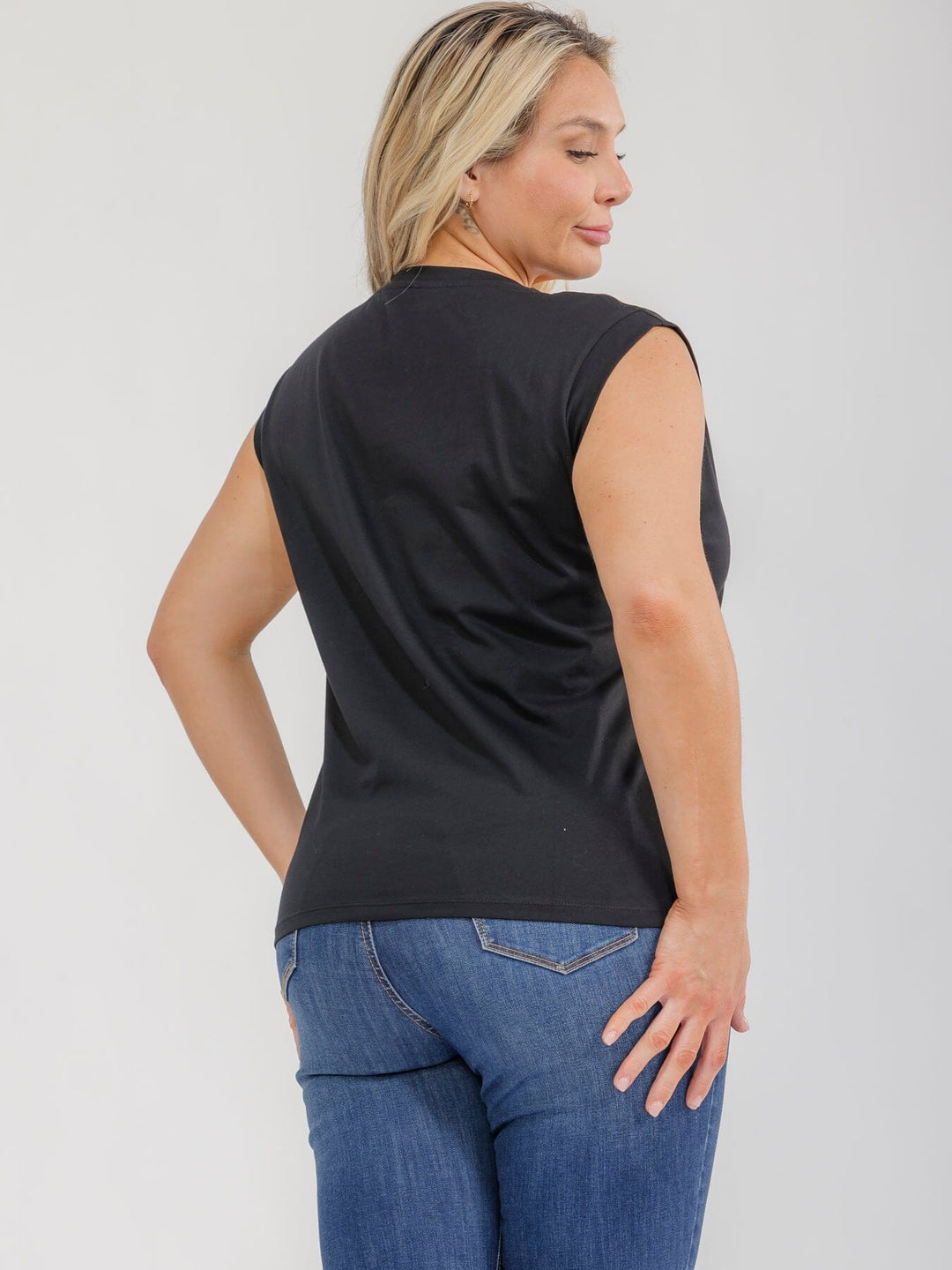 PLUS SIZE SLEEVELESS RHINESTONES DETAILED TANK TOP