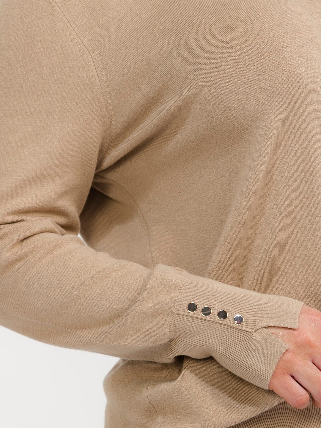 PLUS SIZE LONG SLEEVE DETAILED MOCK NECK PULLOVER SWEATER