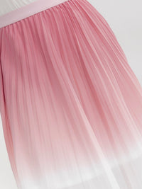 PLUS SIZE ELASTIC WAIST PLEATED COLORBLOCK MAXI SKIRT