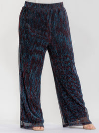 PLUS SIZE ELASTIC WAIST SHIMMER WIDE LEG PANTS