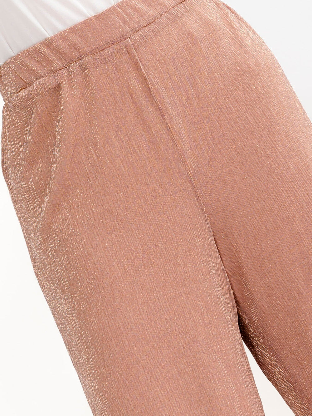 PLUS SIZE ELASTIC WAIST SHIMMER WIDE LEG PANTS