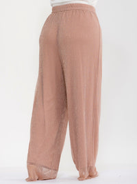PLUS SIZE ELASTIC WAIST SHIMMER WIDE LEG PANTS