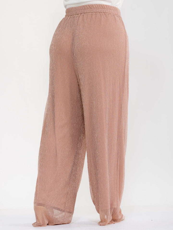 PLUS SIZE ELASTIC WAIST SHIMMER WIDE LEG PANTS