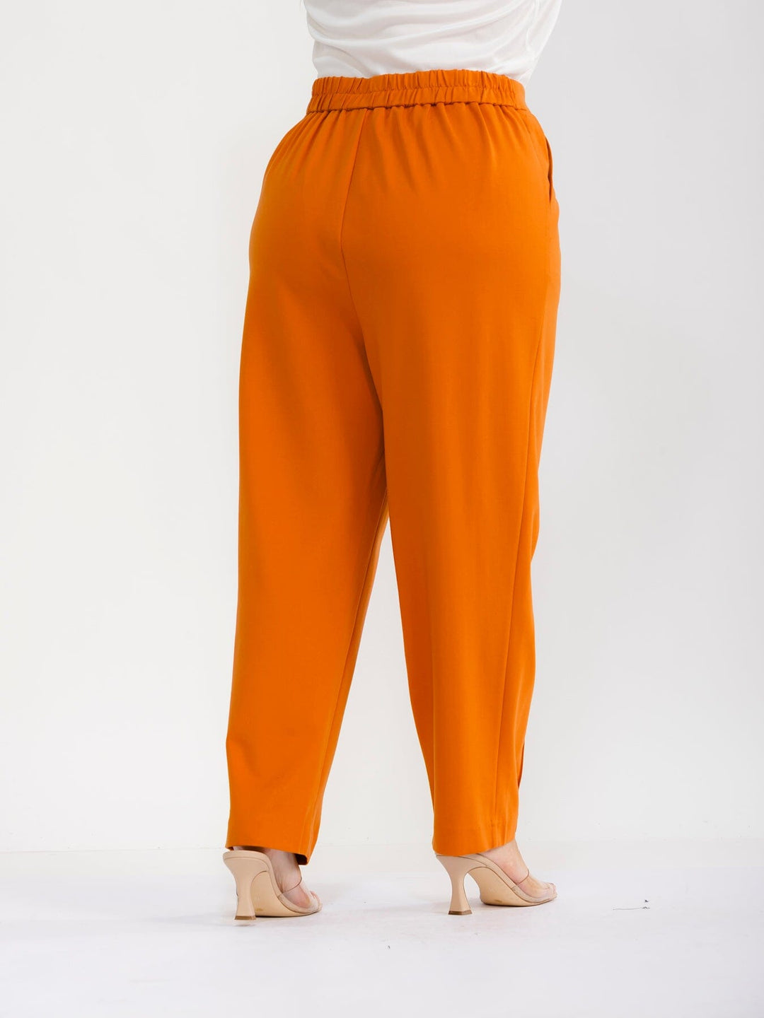 PLUS SIZE ELASTIC WAIST FRONT POCKETS STRAIGHT LEG PANTS