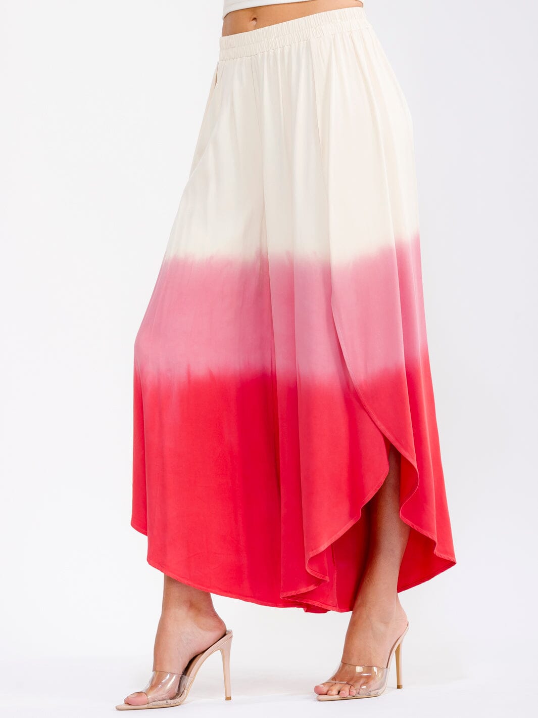 WOMEN'S ELASTIC WAIST COLORBLOCK PALAZZO WIDE LEG PANTS
