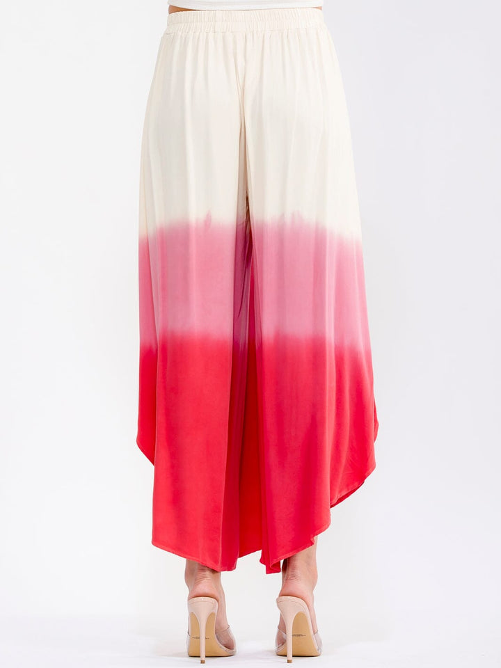 WOMEN'S ELASTIC WAIST COLORBLOCK PALAZZO WIDE LEG PANTS