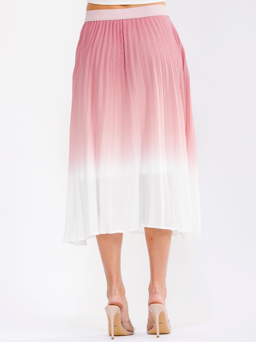 WOMEN'S ELASTIC WAIST PLEATED COLORBLOCK MAXI SKIRT