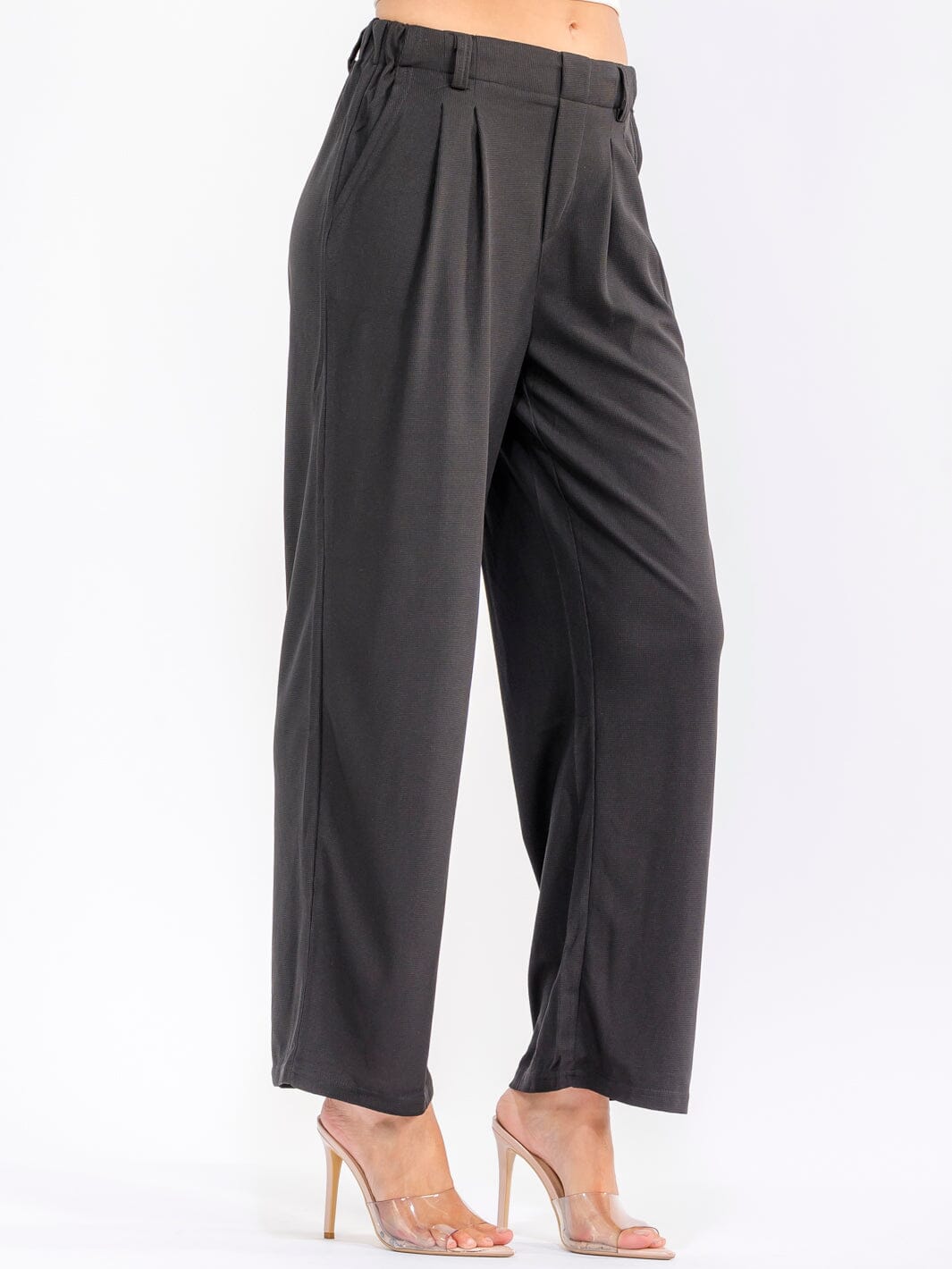 WOMEN'S BUTTON CLOSURE FRONT POCKETS STRAIGHT LEG PRINT PANTS