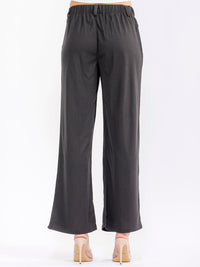 WOMEN'S BUTTON CLOSURE FRONT POCKETS STRAIGHT LEG PRINT PANTS