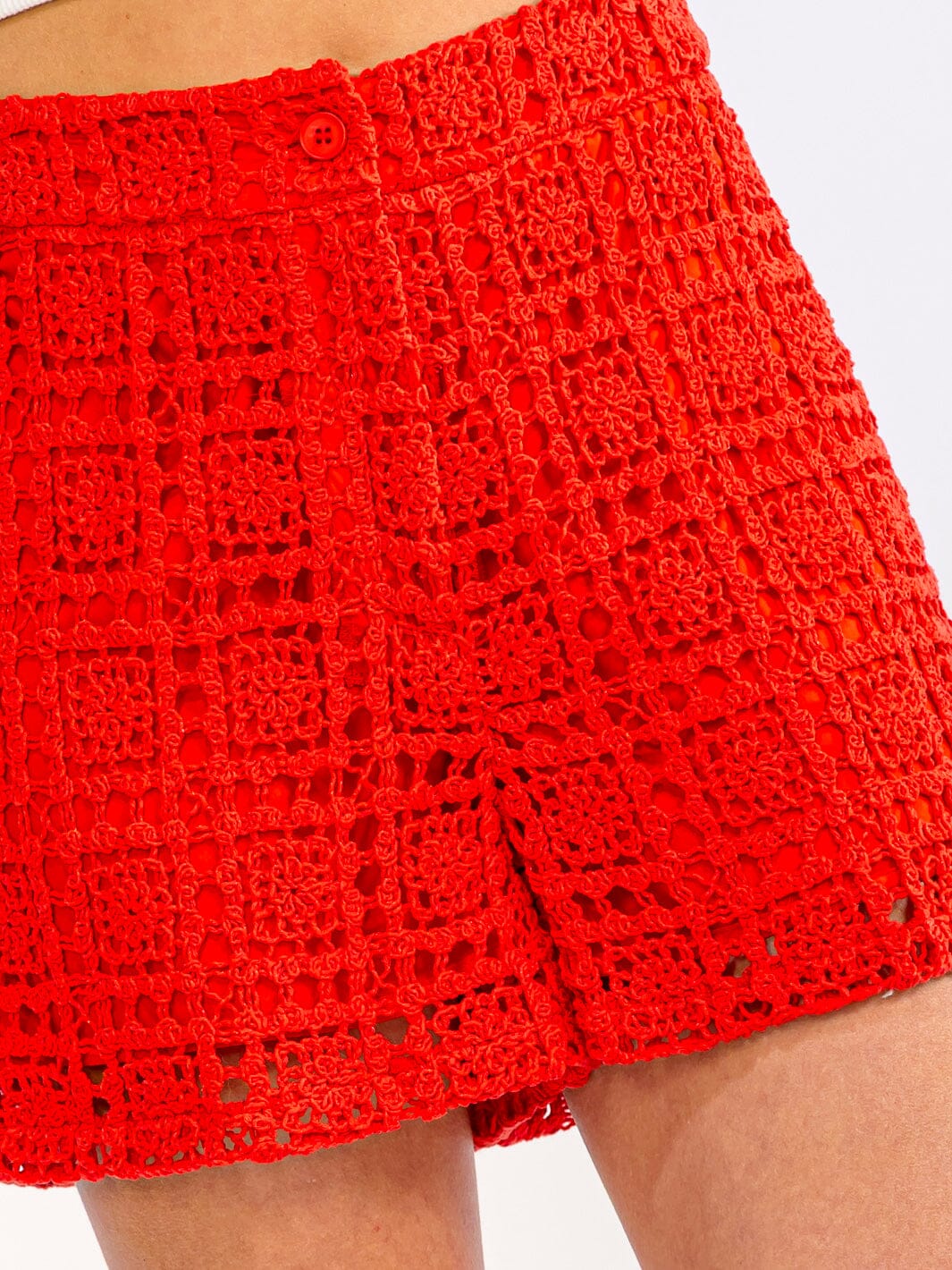 *********WOMEN'S BUTTON CLOSURE CROCHET MINI SHORTS