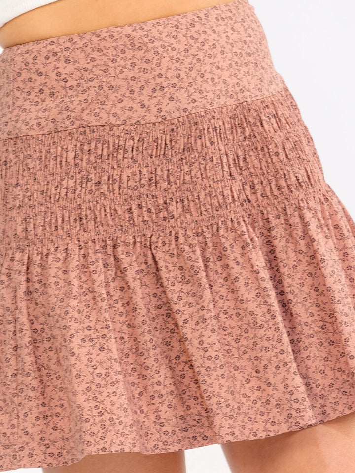 WOMEN'S ZIPPER CLOSURE SMOCK FLORAL MINI SKIRT