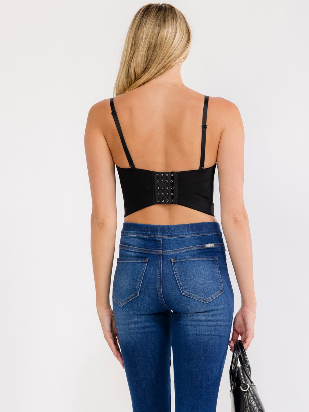 WOMEN'S SLEEVELESS ADJUSTABLE STRAPS STUDS BUSTIER