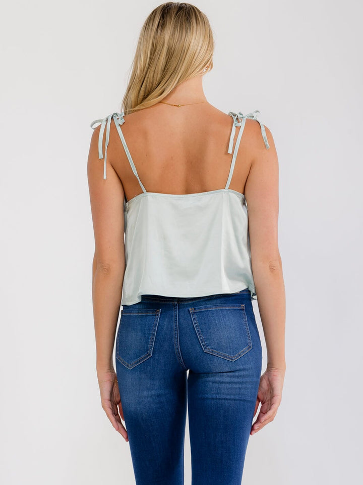 WOMEN'S SLEEVELESS COWL NECK SILK TANK TOP