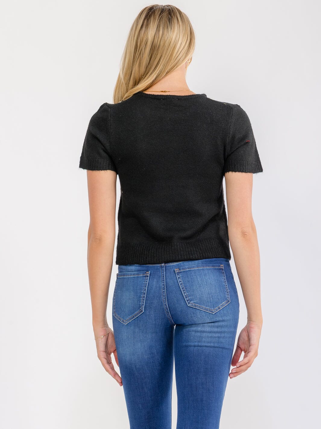 WOMEN'S SHORT SLEEVE STUDS DETAILED TOP