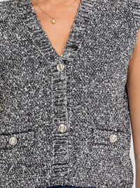 WOMEN'S SLEEVELESS BUTTON UP SWEATER VEST