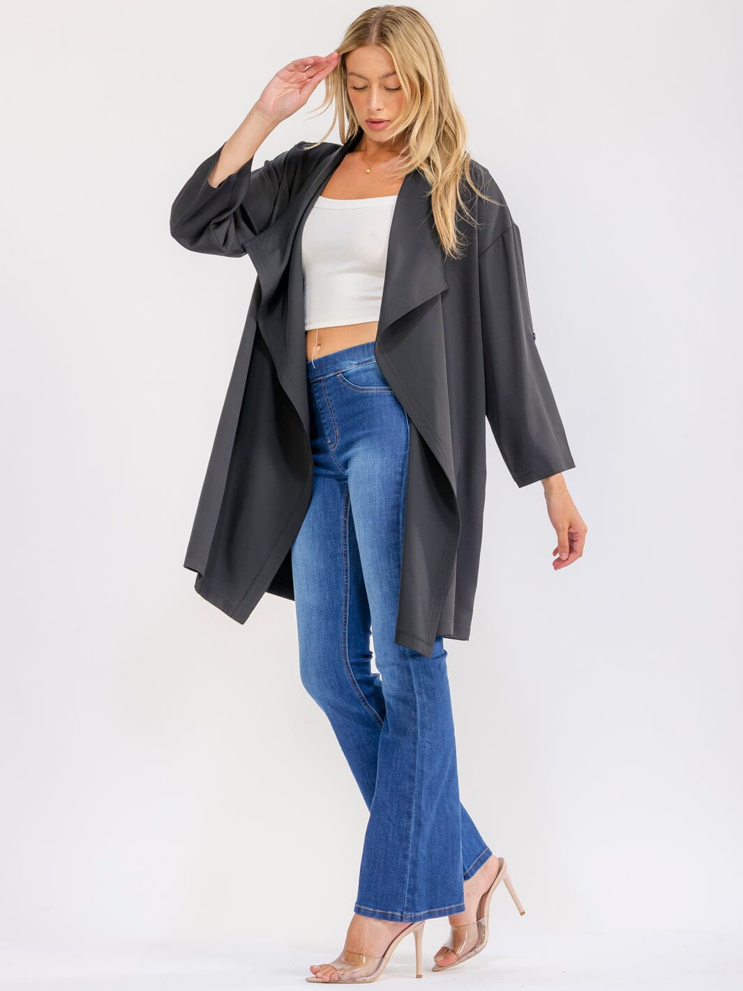 WOMEN'S LONG SLEEVE OPEN FRONT CARDIGAN