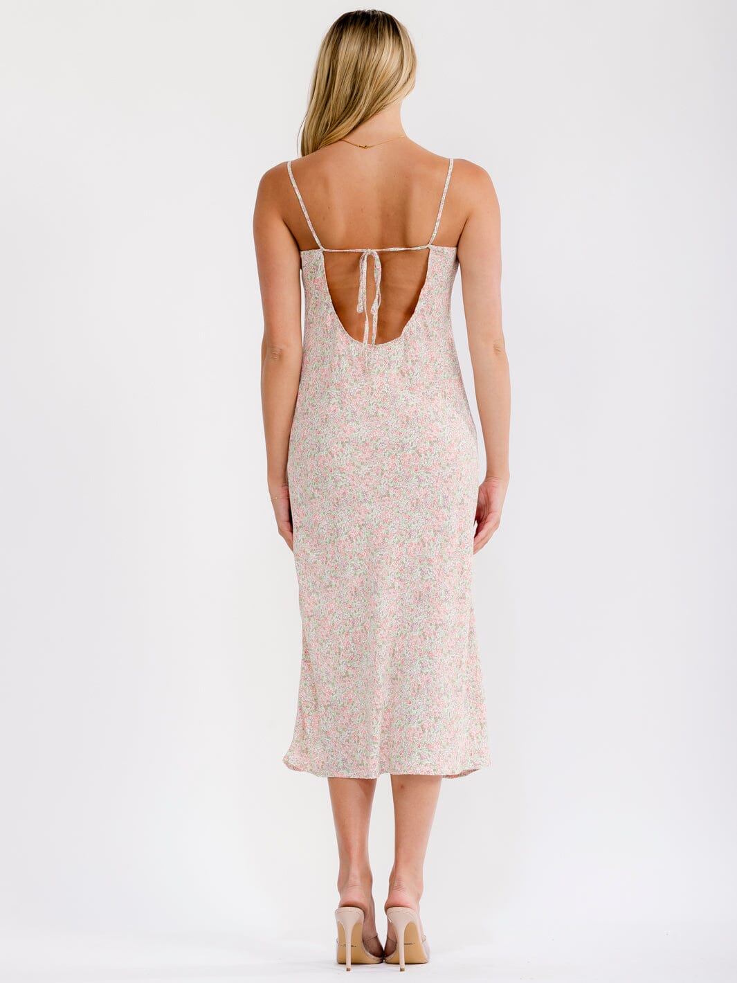 WOMEN'S SLEEVELESS COWL NECK OPEN BACK FLORAL MAXI DRESS