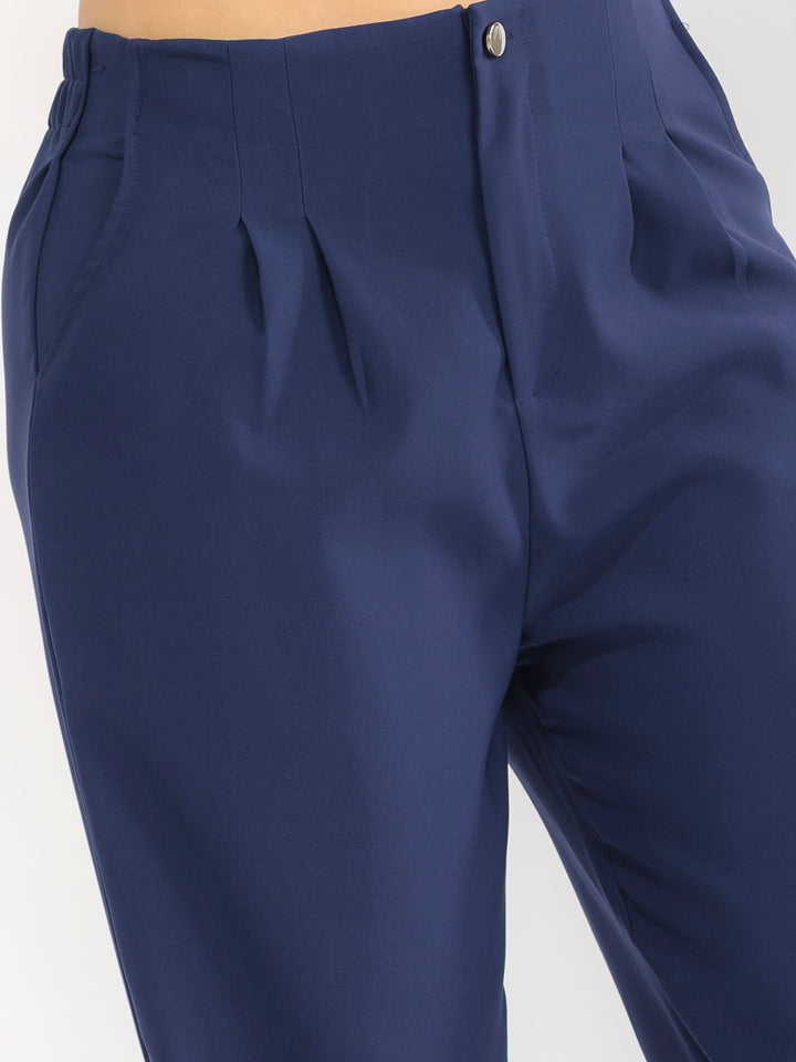 PLUS SIZE BUTTON CLOSURE ELASTIC WAISTBAND POCKETS STRAIGHT LEG SOLID PANTS