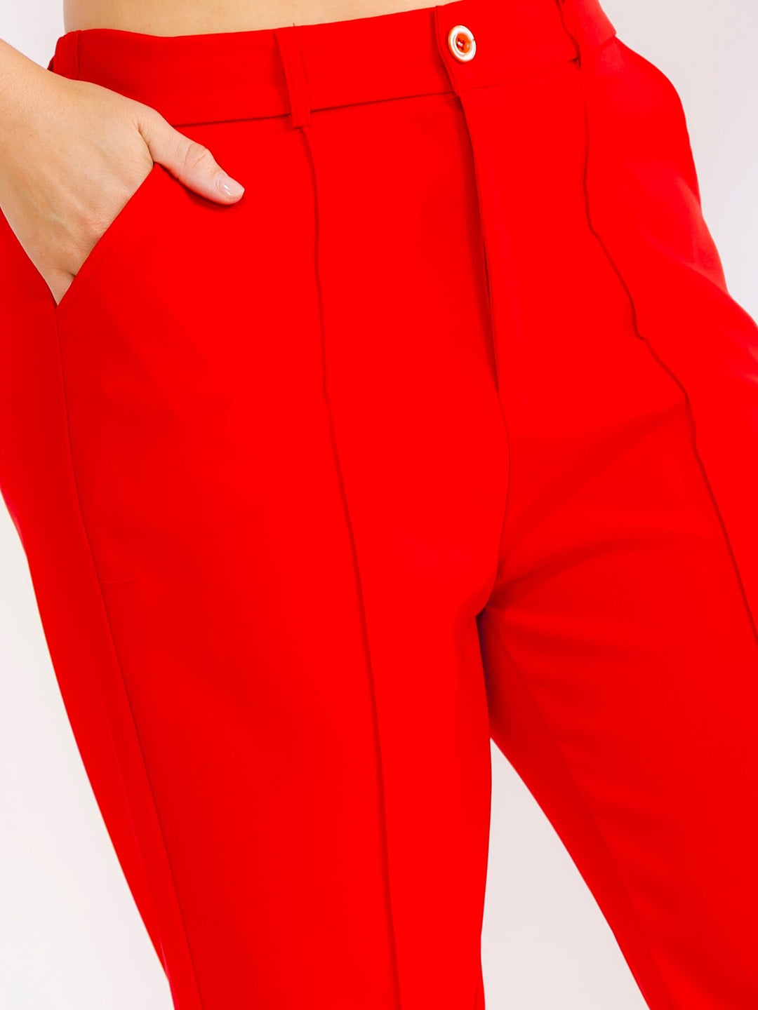 PLUS SIZE BUTTON CLOSURE POCKETS STRAIGHT LEG SOLID PANTS