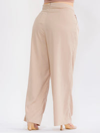 PLUS SIZE ZIPPER CLOSURE POCKETS WIDE LEG SOLID PANTS
