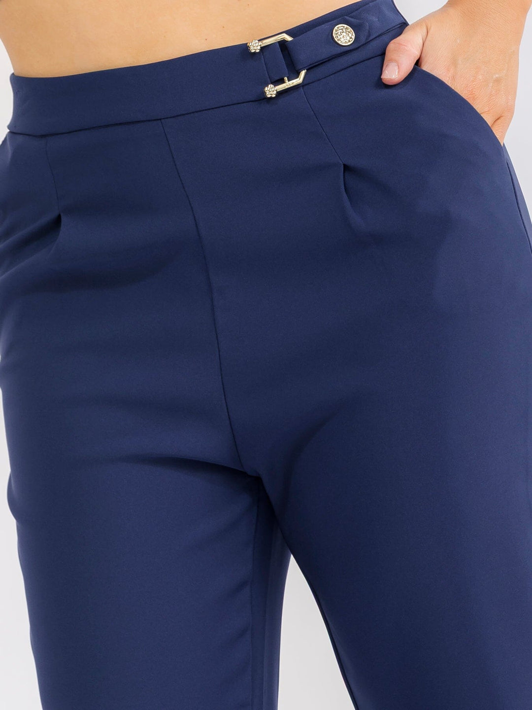 PLUS SIZE ZIP UP POCKETS STRAIGHT LEG SOLID PANTS