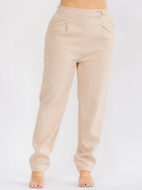 PLUS SIZE ZIP UP POCKETS STRAIGHT LEG SOLID PANTS