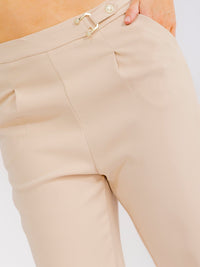 PLUS SIZE ZIP UP POCKETS STRAIGHT LEG SOLID PANTS