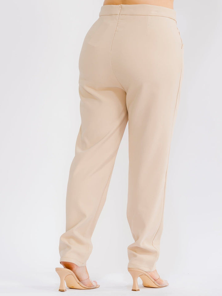 PLUS SIZE ZIP UP POCKETS STRAIGHT LEG SOLID PANTS