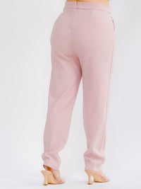 PLUS SIZE ZIP UP POCKETS STRAIGHT LEG SOLID PANTS